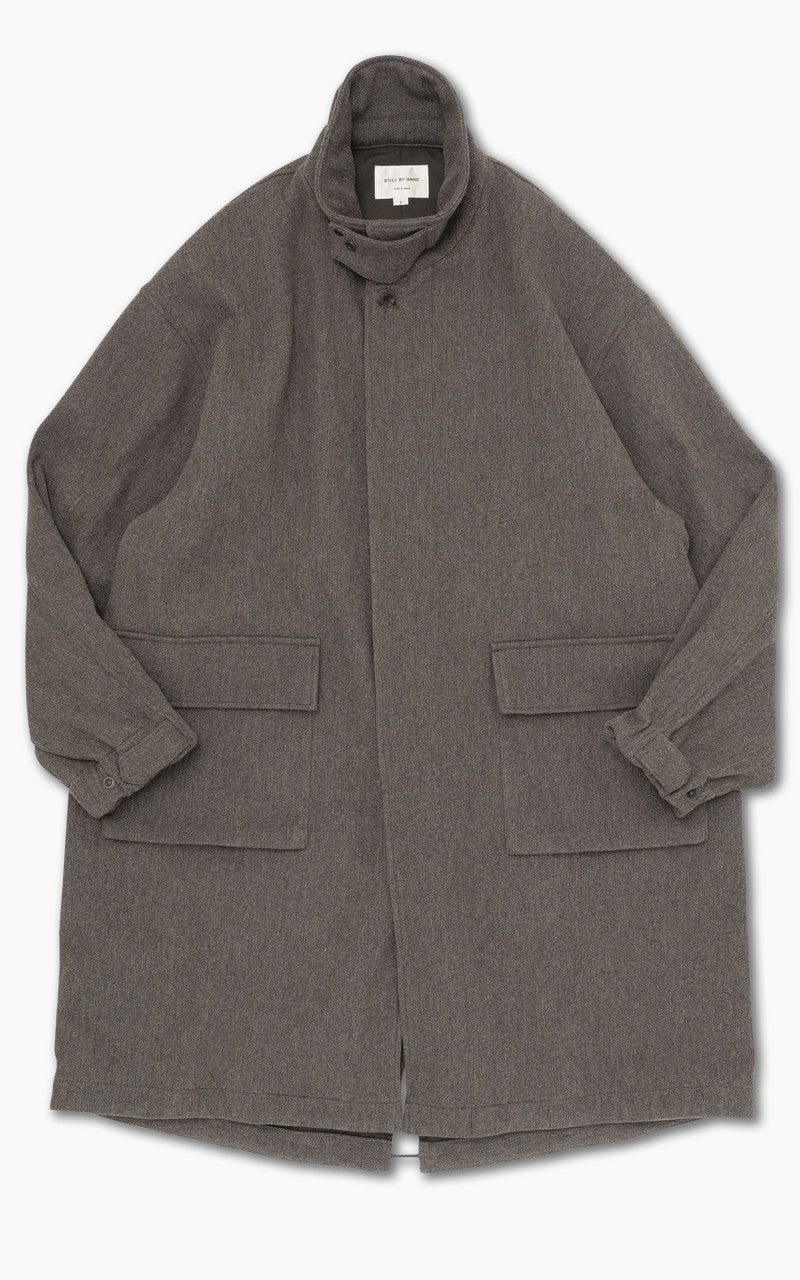 Still By Hand Tweed Fishtail Coat Greige