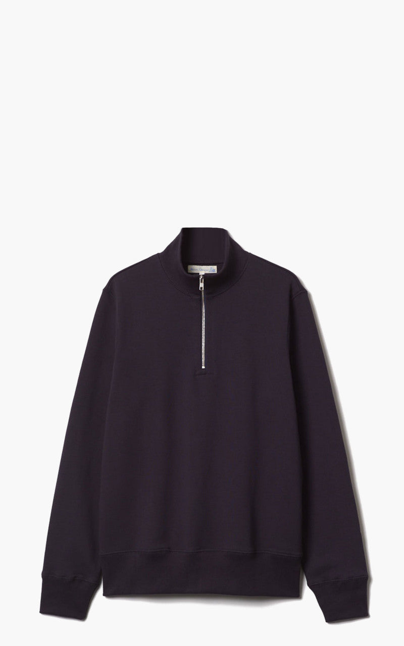 Merz b. Schwanen 343Z Sweatshirt Half Zip Mock Neck Night Blue