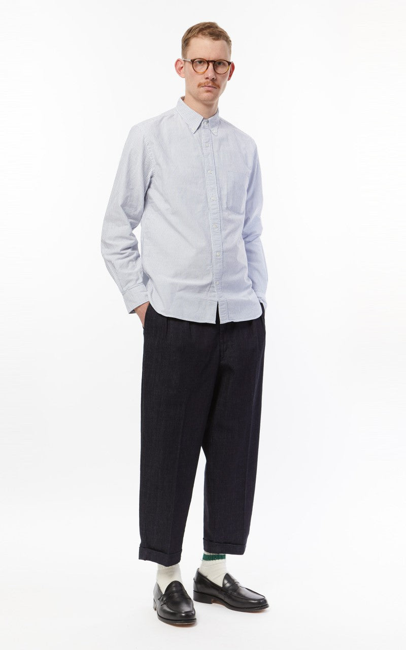 Beams Plus B.D. Oxford Shirt Candy Stripe Blue