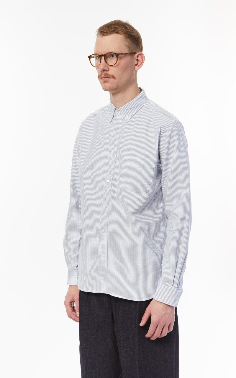 Beams Plus B.D. Oxford Shirt Candy Stripe Blue