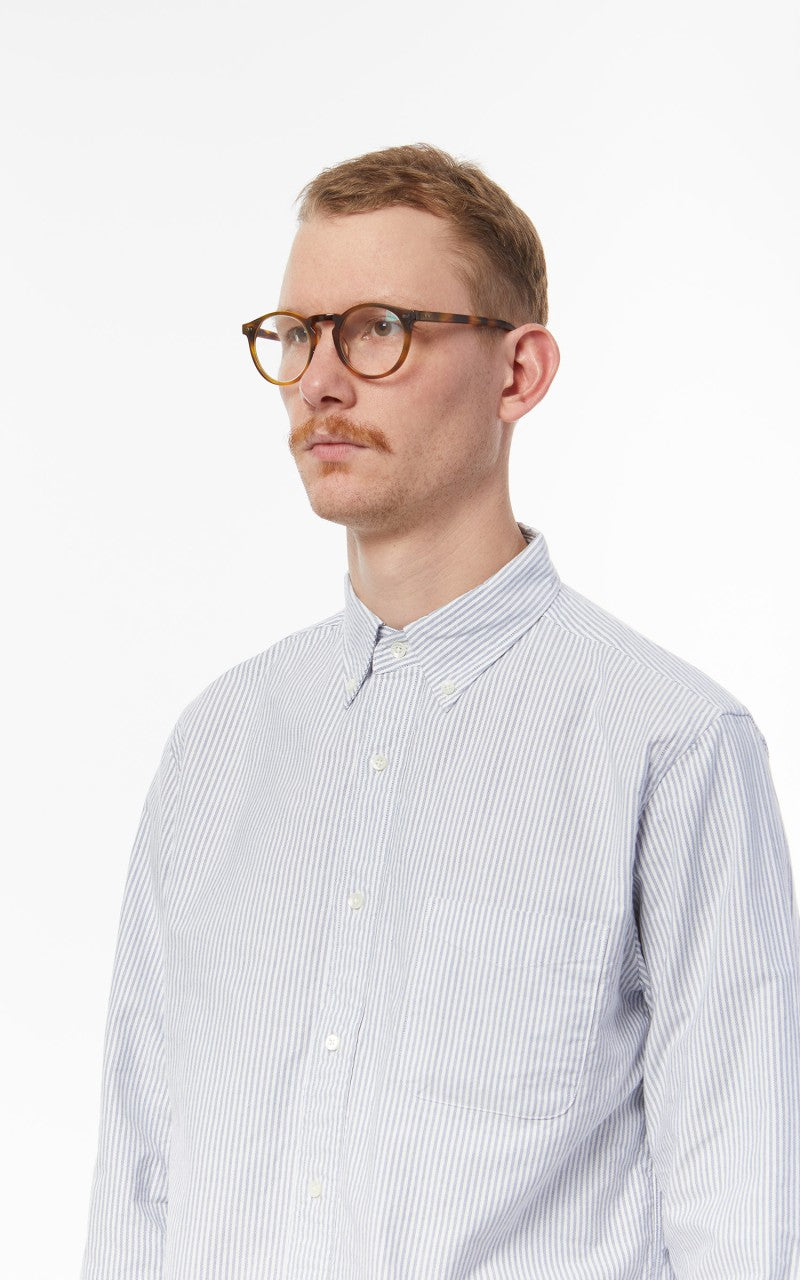 Beams Plus B.D. Oxford Shirt Candy Stripe Blue
