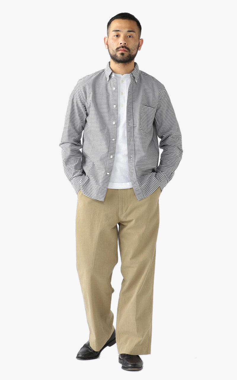 Beams Plus Oxford Gingham Check Button-Down Shirt Black