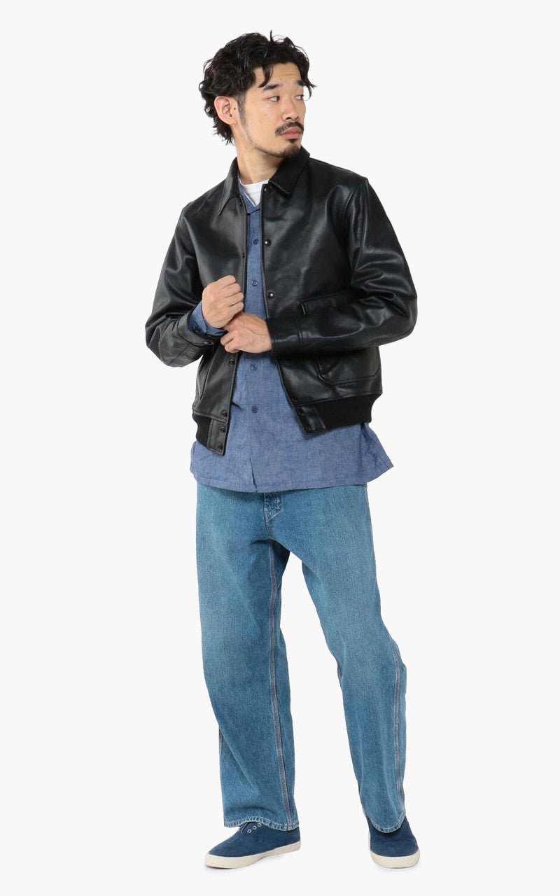 Beams Plus Military Leather Blouson Black
