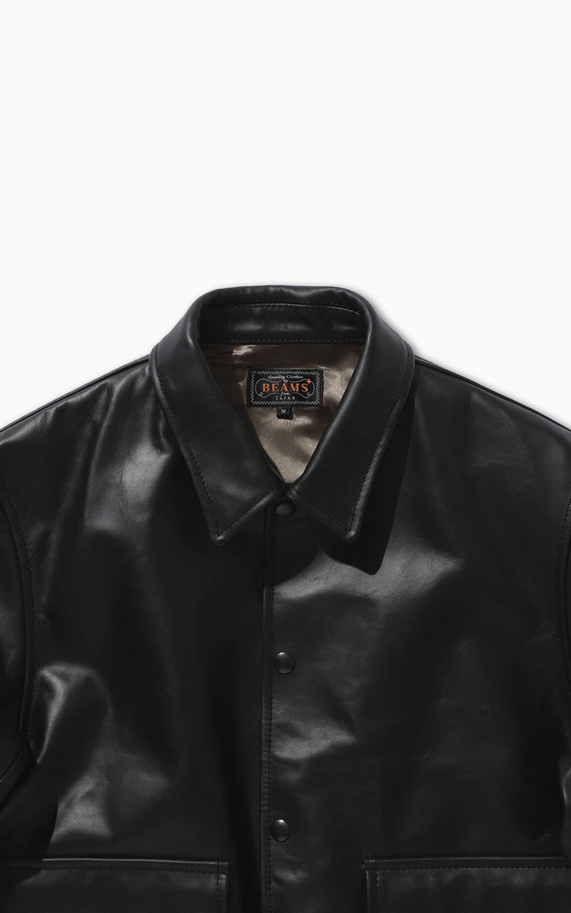 Beams Plus Military Leather Blouson Black