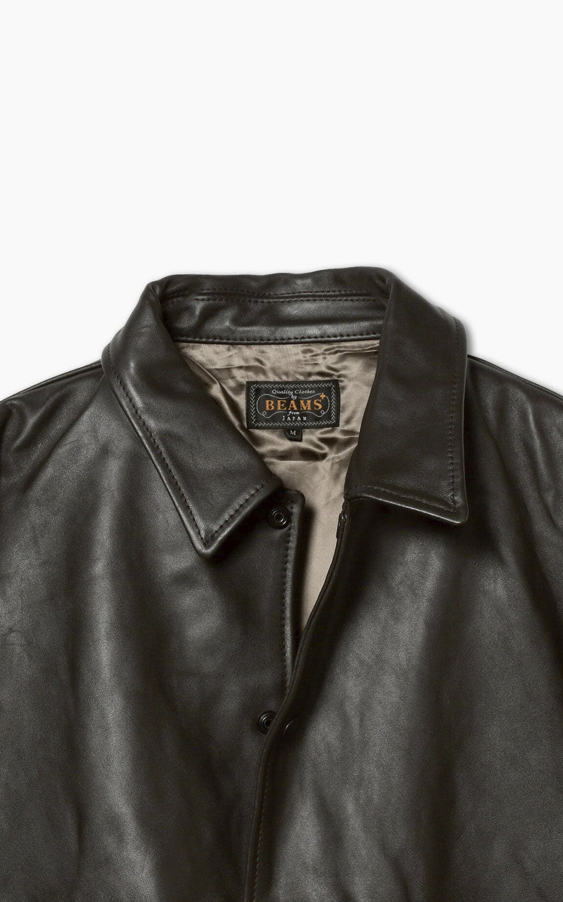 Beams Plus Military Leather Blouson Dark Brown