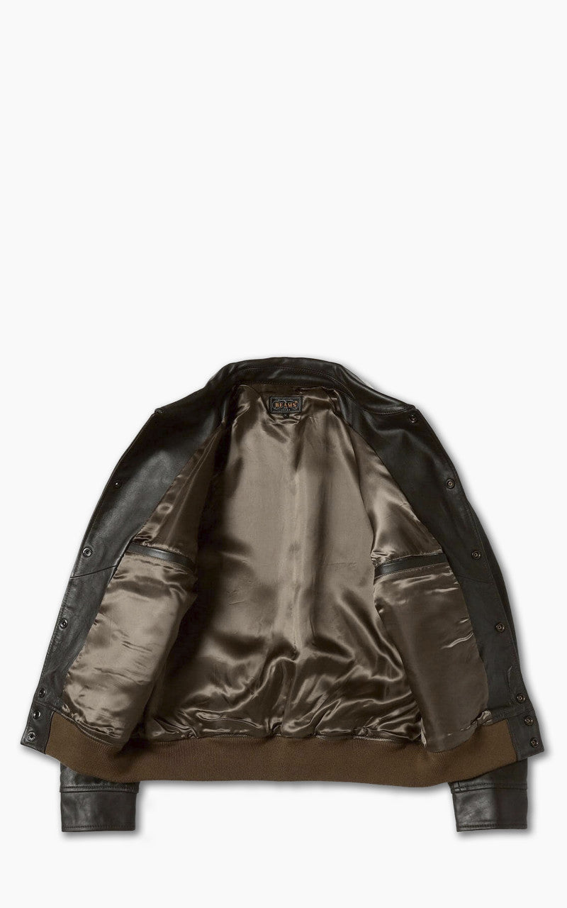 Beams Plus Military Leather Blouson Dark Brown