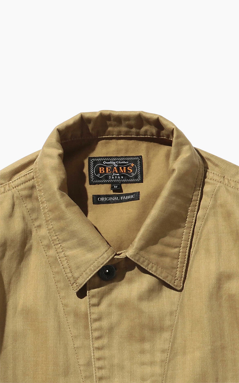 Beams Plus Supima Cotton Herringbone Military Chore Jacket Khaki