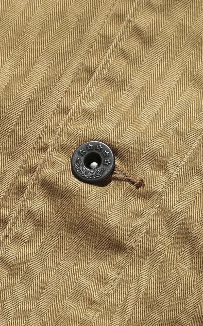 Beams Plus Supima Cotton Herringbone Military Chore Jacket Khaki