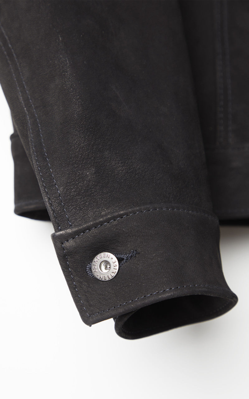 3sixteen x Schott NYC Type 3s Pebble Grain Goatskin Black