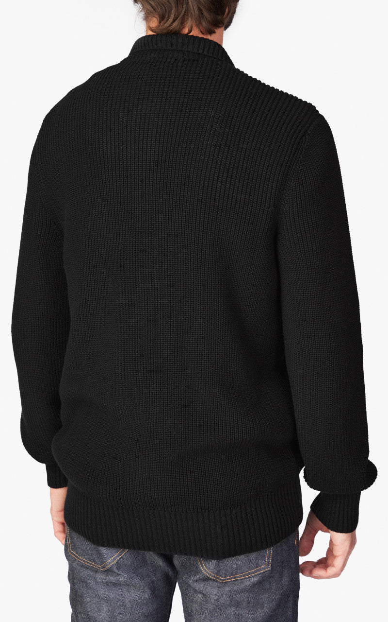 3sixteen Cotton Collared Cardigan Black
