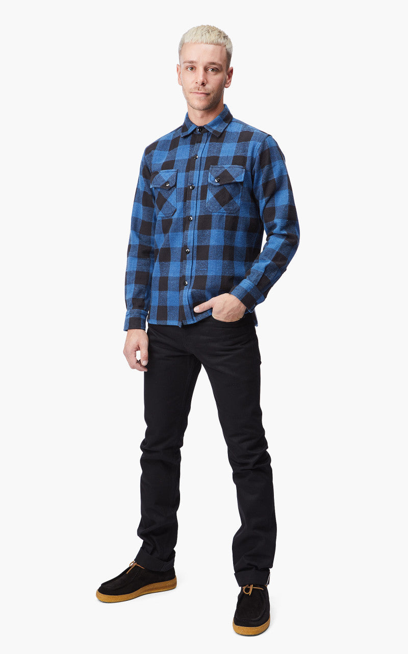 3sixteen Crosscut Flannel Shirt Indigo Buffalo Plaid