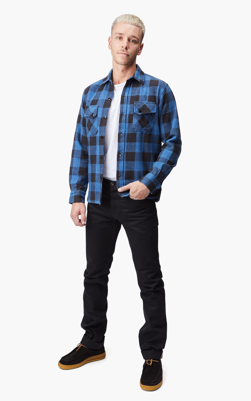 3sixteen Crosscut Flannel Shirt Indigo Buffalo Plaid