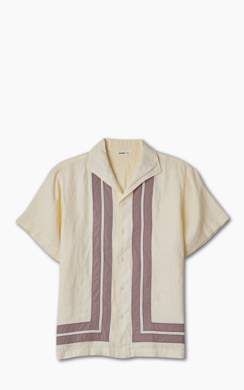 3sixteen Leisure Shirt Border Stripe Applique Natural/Mauve