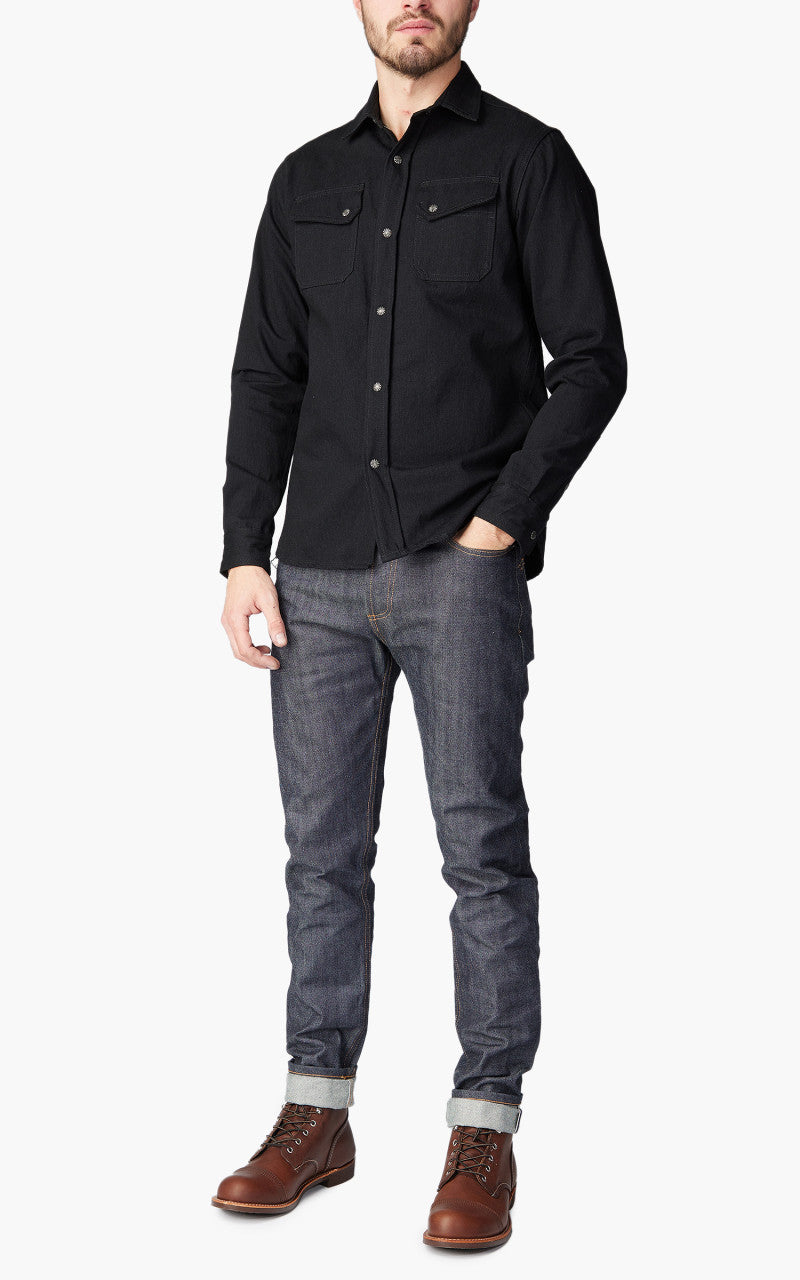 3sixteen Crosscut Western Shirt Selvedge Denim Black