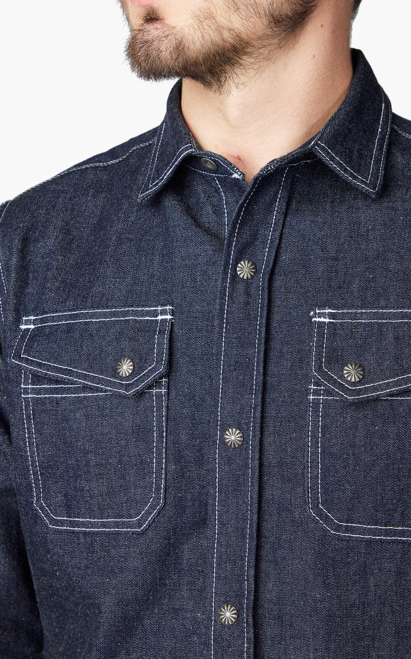 3sixteen Crosscut Western Shirt Selvedge Denim Indigo
