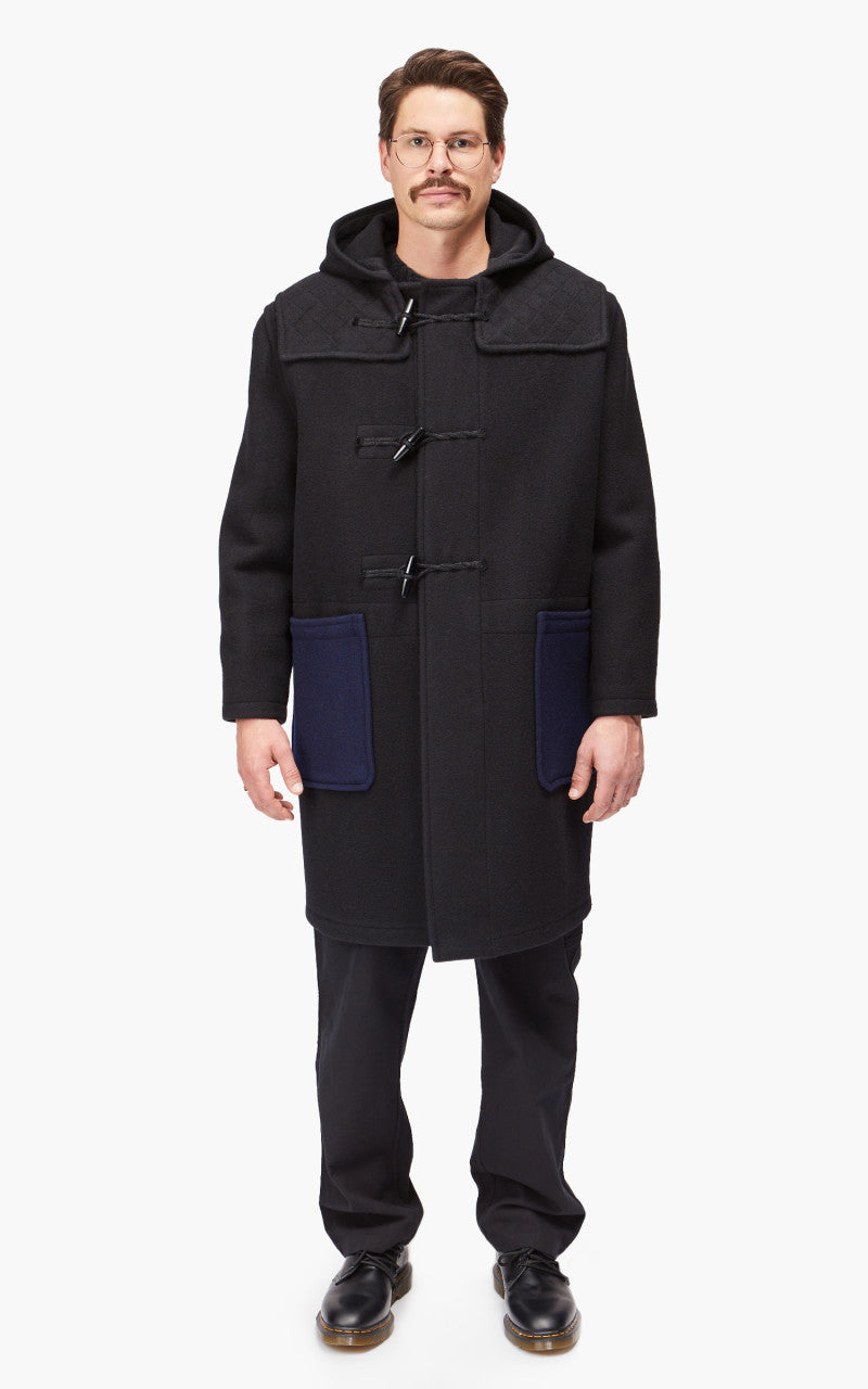 3sixteen x Gloverall Duffel Coat Black/Navy Wool