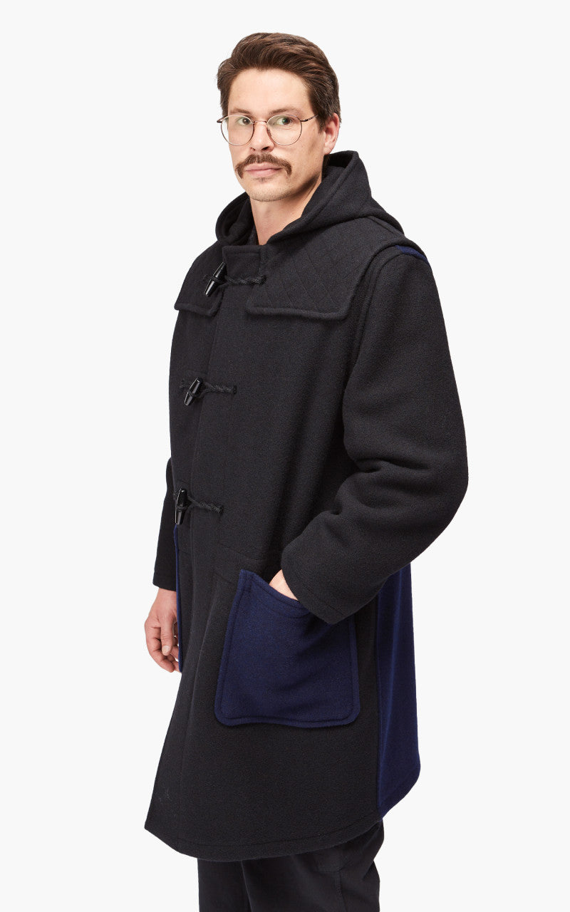 3sixteen x Gloverall Duffel Coat Black/Navy Wool