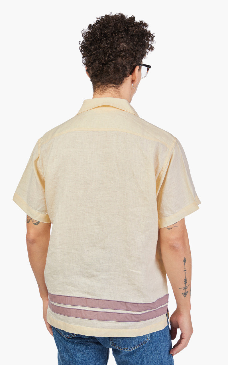 3sixteen Leisure Shirt Border Stripe Applique Natural/Mauve