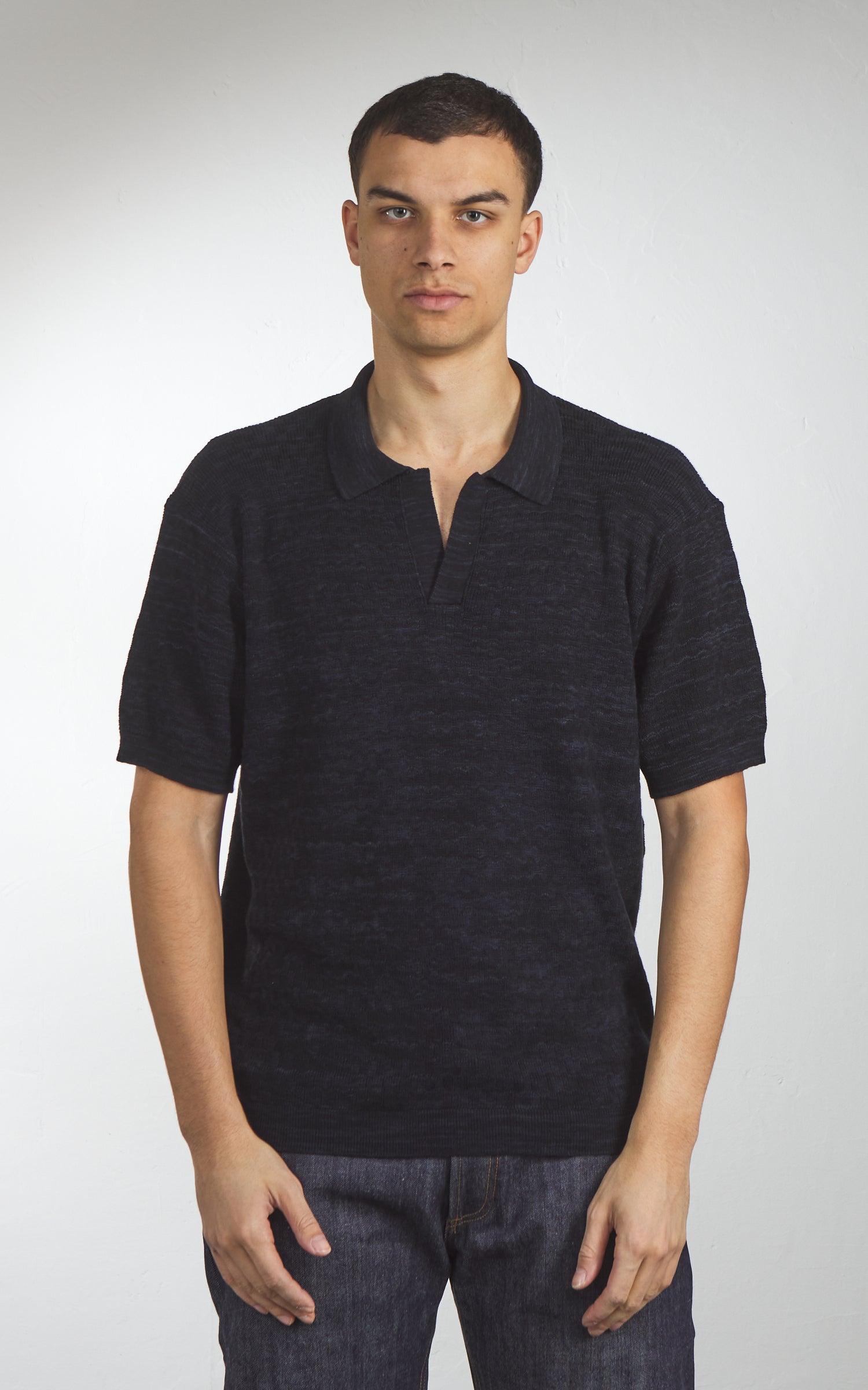 3sixteen Knit Polo Boxweave Vintage Black