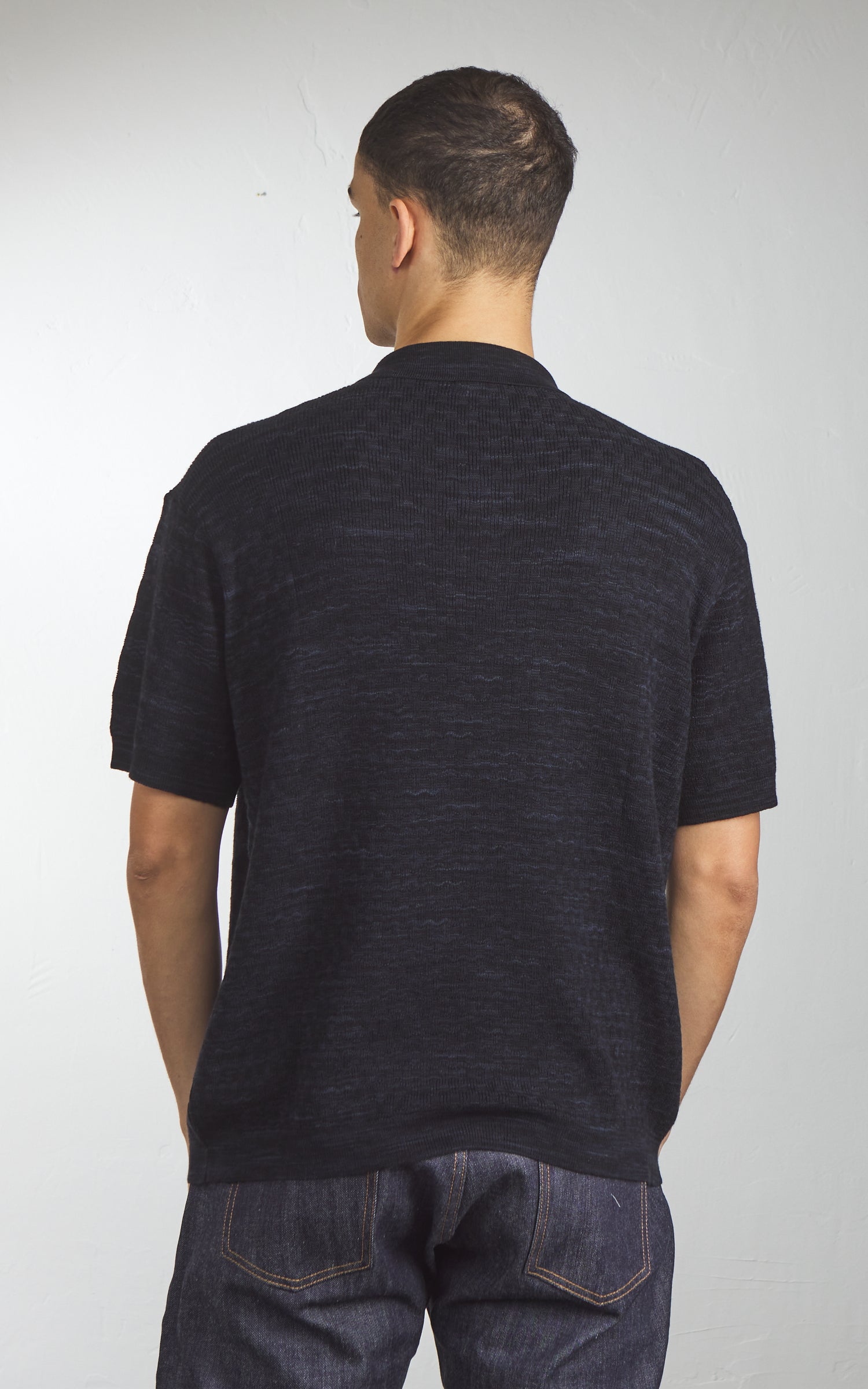 3sixteen Knit Polo Boxweave Vintage Black