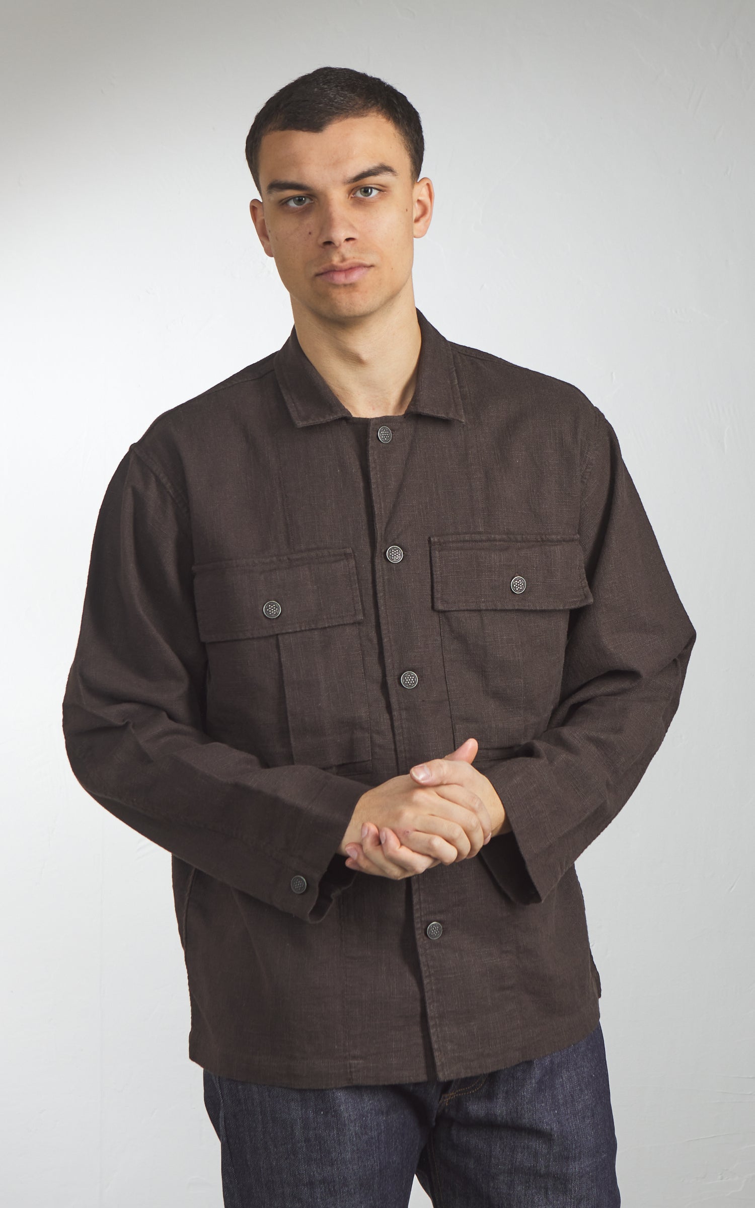 3sixteen M43 Overshirt Linen Chocolate