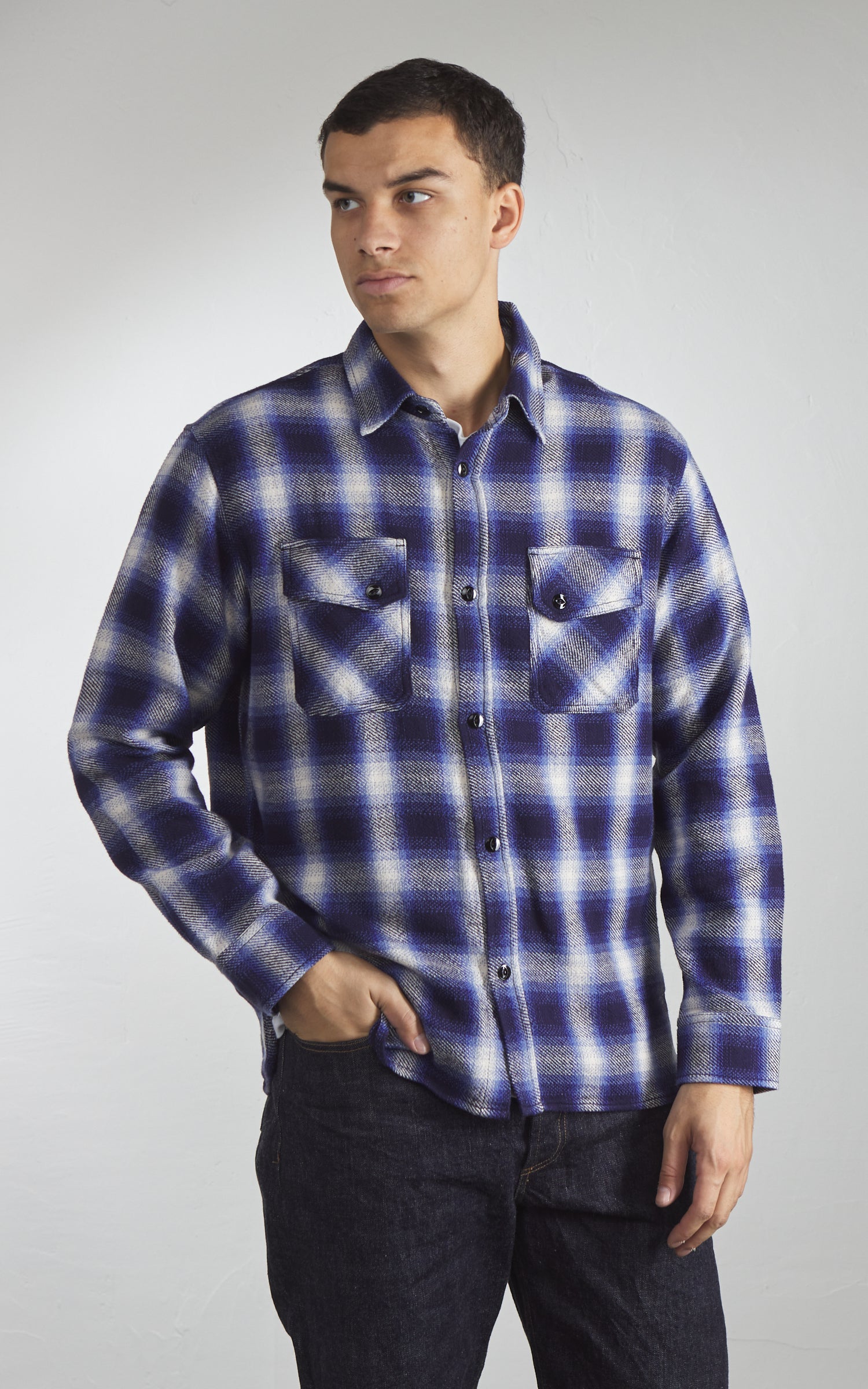 3sixteen Crosscut Flannel Plaid Royal Blue