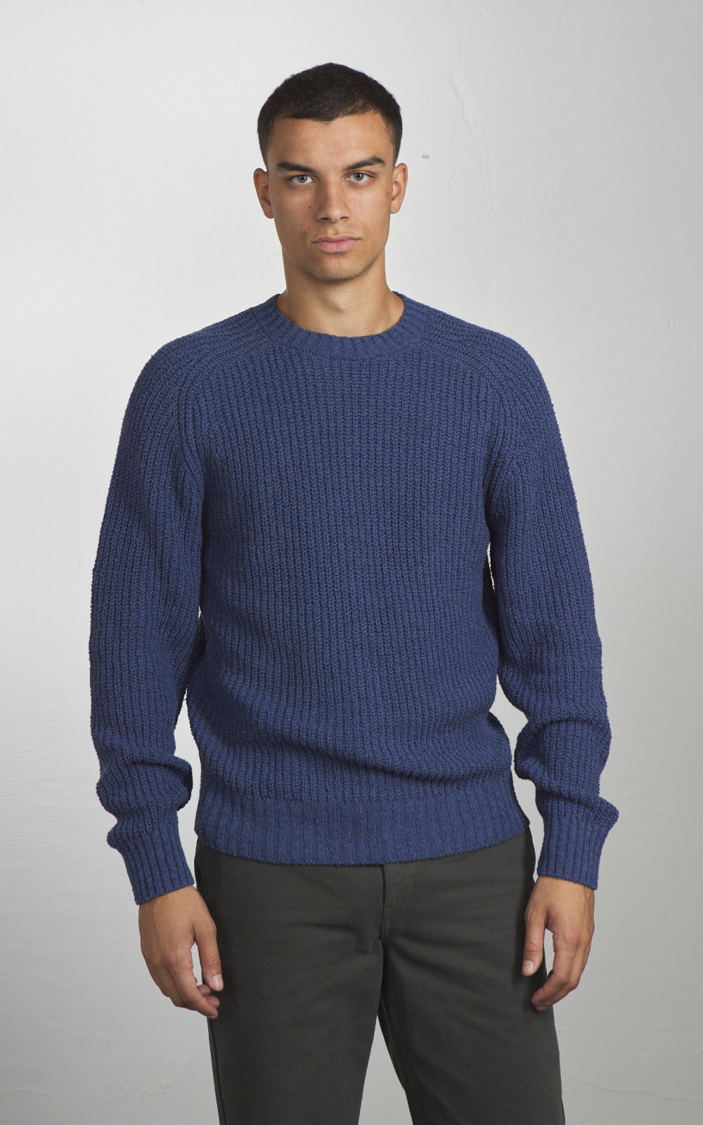 3sixteen Cotton Crewneck Sweater Boucle Lapis