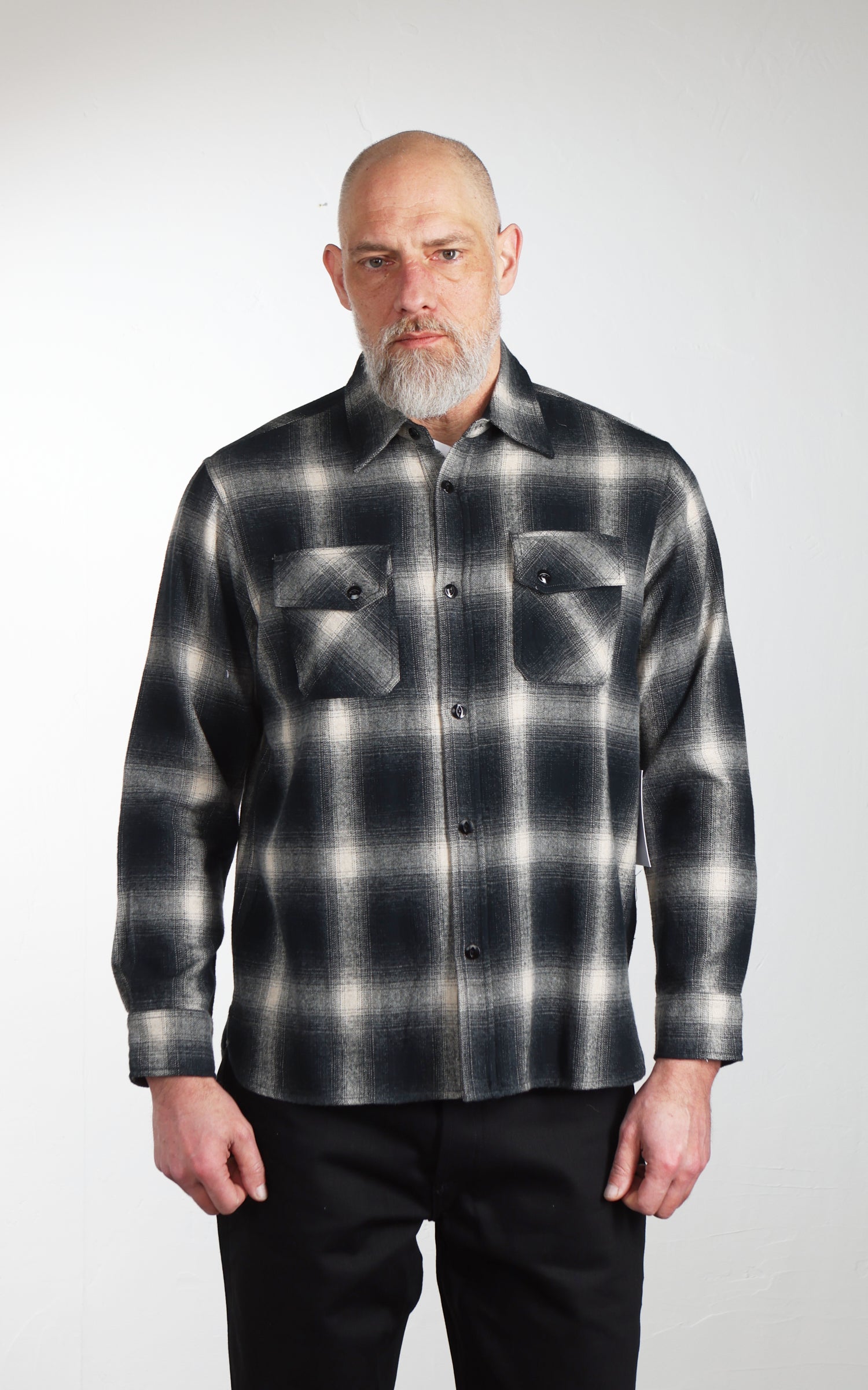 3sixteen Crosscut Flannel Black Ombre Plaid