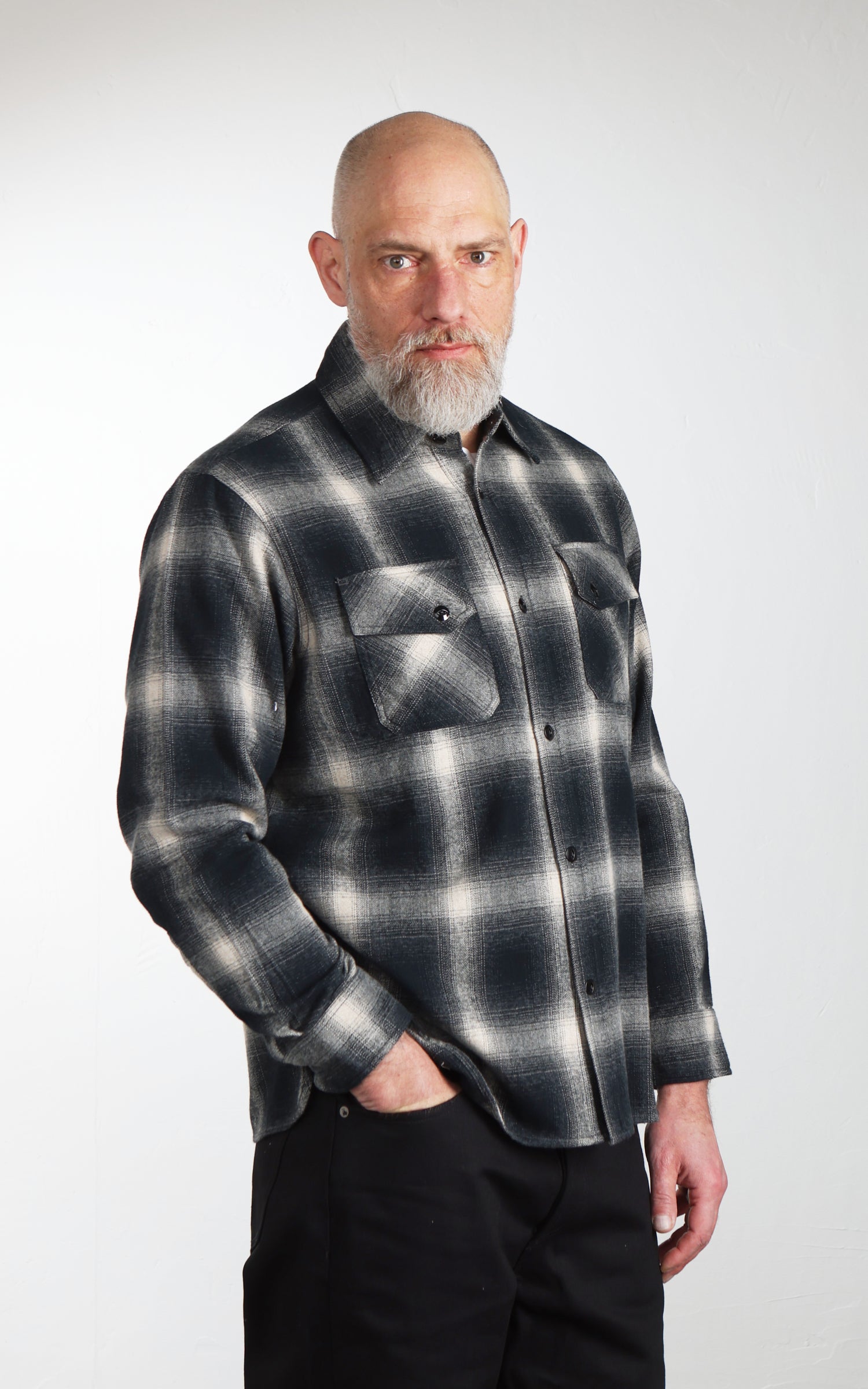 3sixteen Crosscut Flannel Black Ombre Plaid