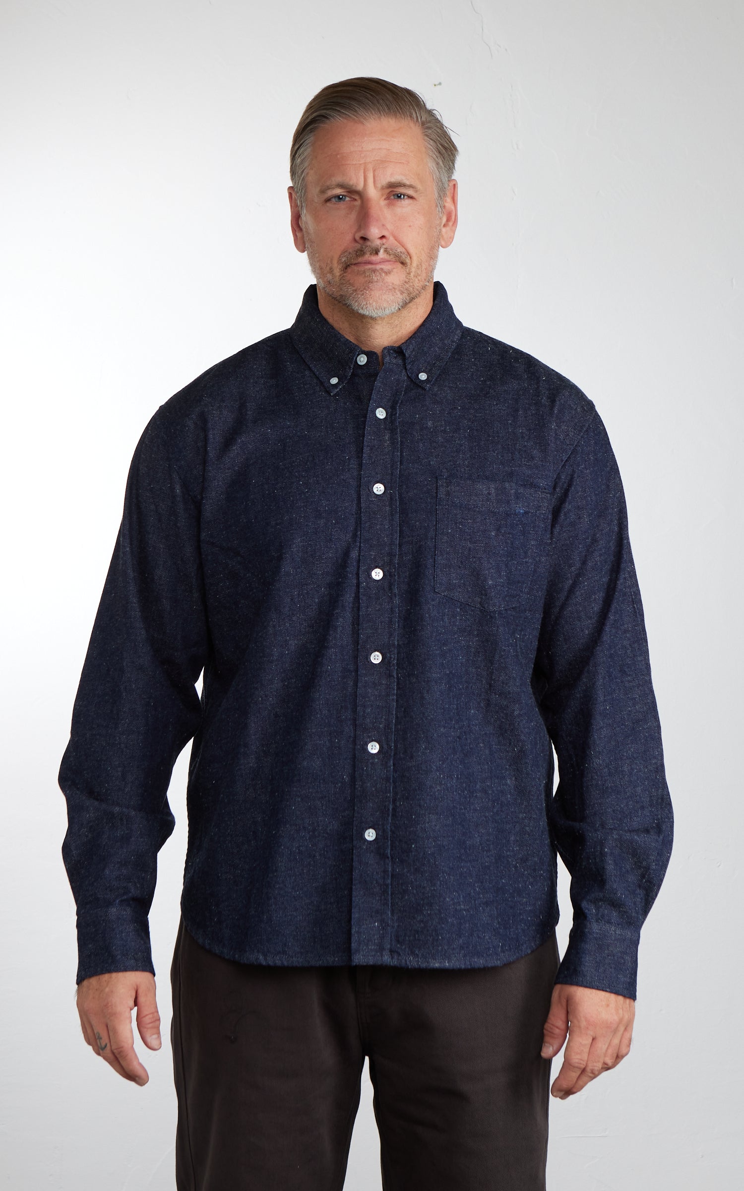 3sixteen Denim Button Down Snow Slub Denim