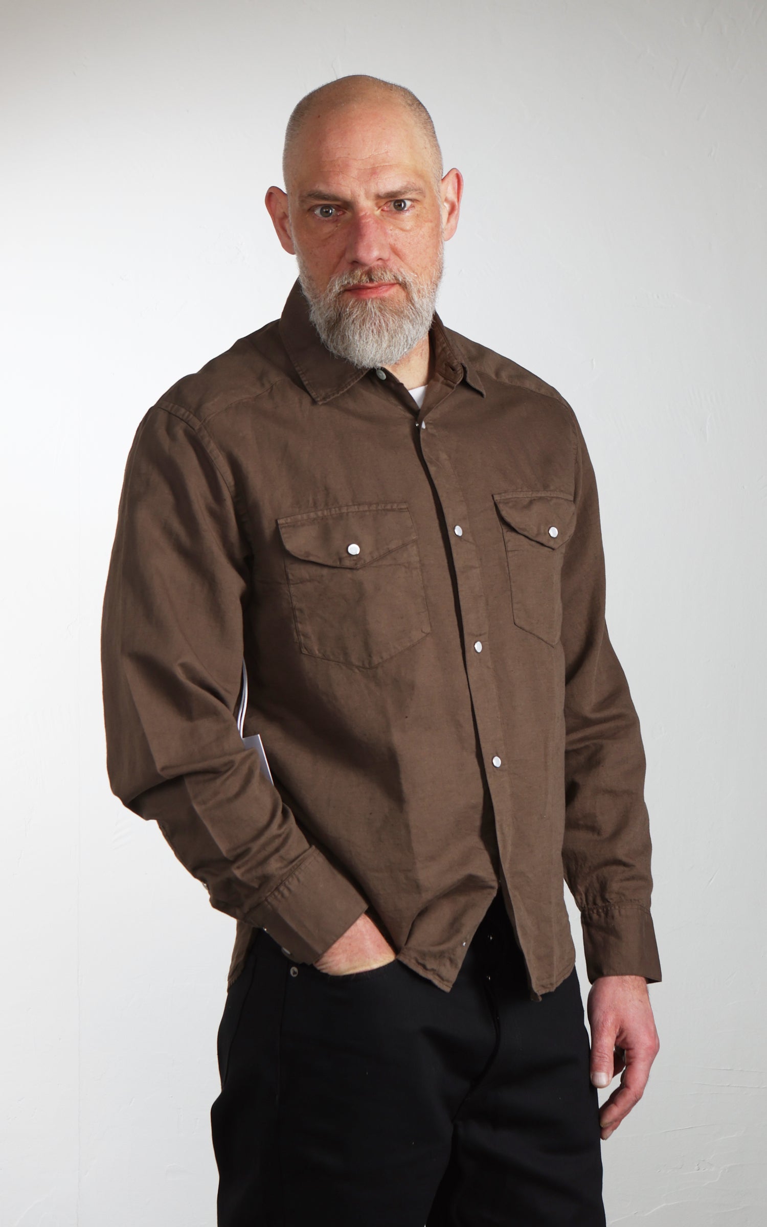 3sixteen Snap Western Shirt Garment Dye Mocha