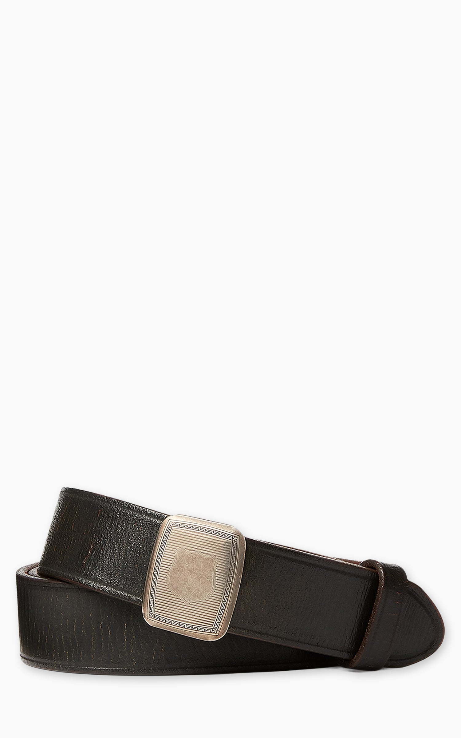 RRL Slider-Buckle Leather Belt Vintage Black
