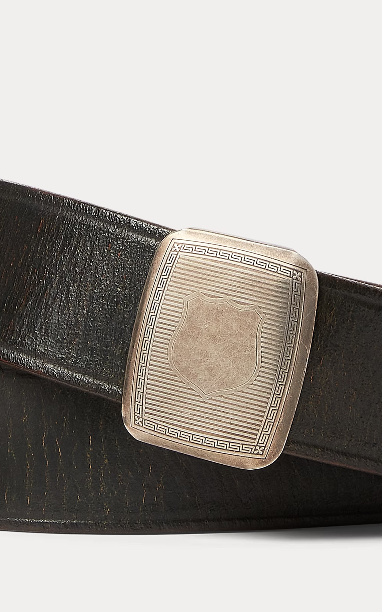 RRL Slider-Buckle Leather Belt Vintage Black