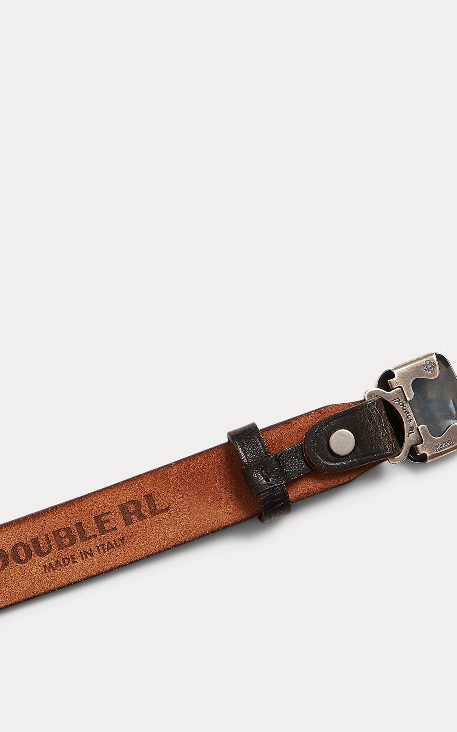 RRL Slider-Buckle Leather Belt Vintage Black