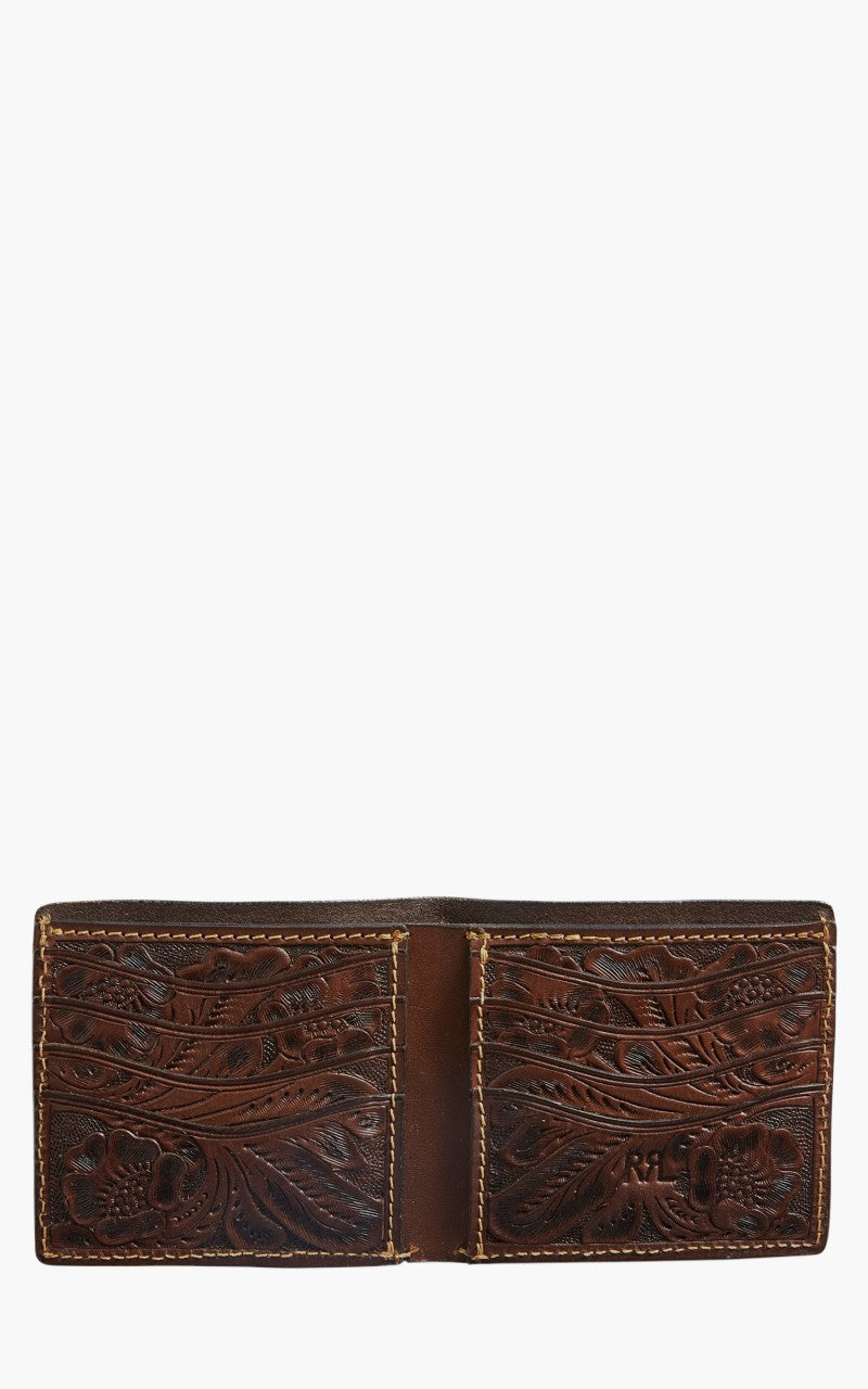 RRL Hand-Tooled Leather Billfold Wallet Brown