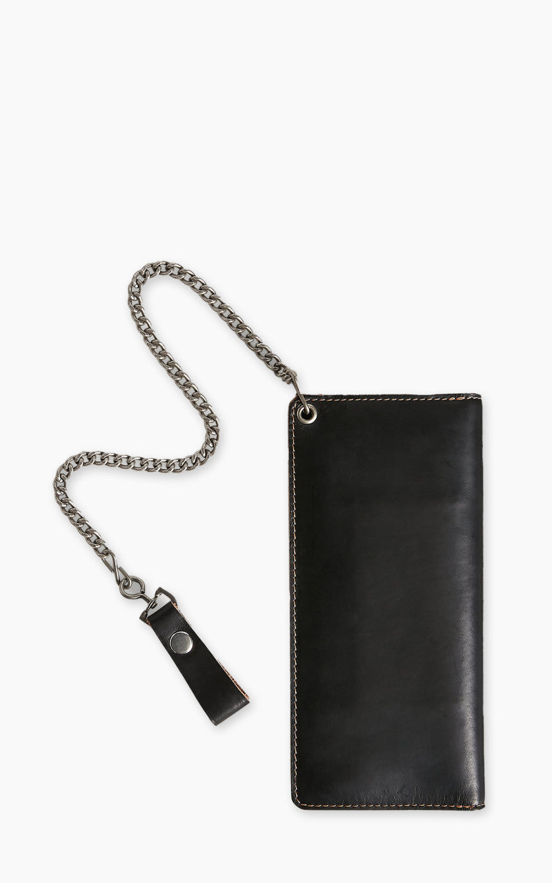 RRL Leather Chain Wallet Black Over Brown