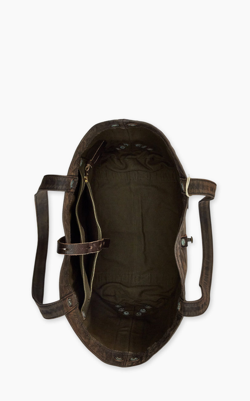 RRL Carter Tote Leather Bag Black Over Brown