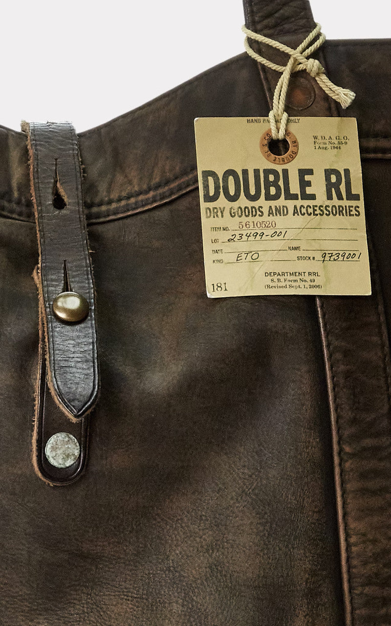 RRL Carter Tote Leather Bag Black Over Brown