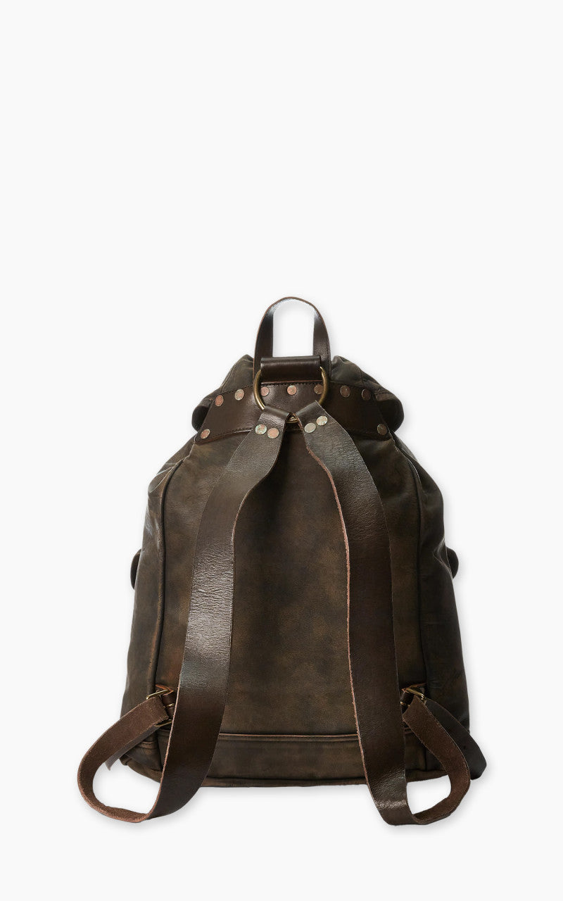 RRL Riley Leather Backpack Black Over Brown