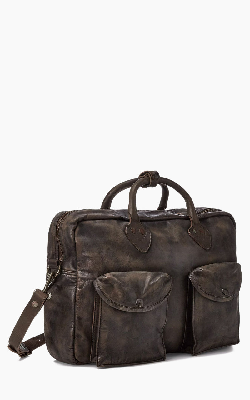 RRL Cargo Leather Briefcase Dark Brown