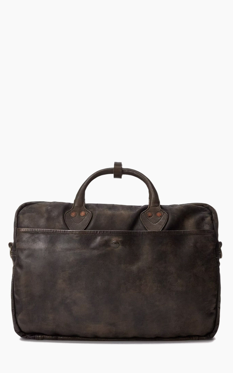 RRL Cargo Leather Briefcase Dark Brown