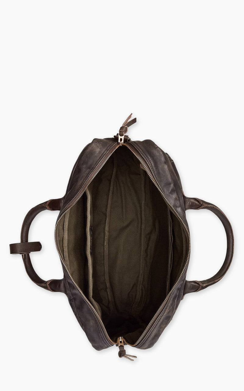 RRL Cargo Leather Briefcase Dark Brown