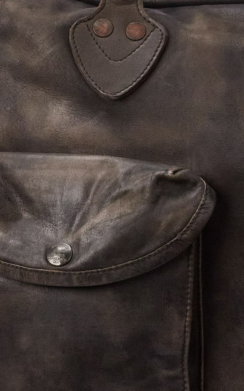 RRL Cargo Leather Briefcase Dark Brown