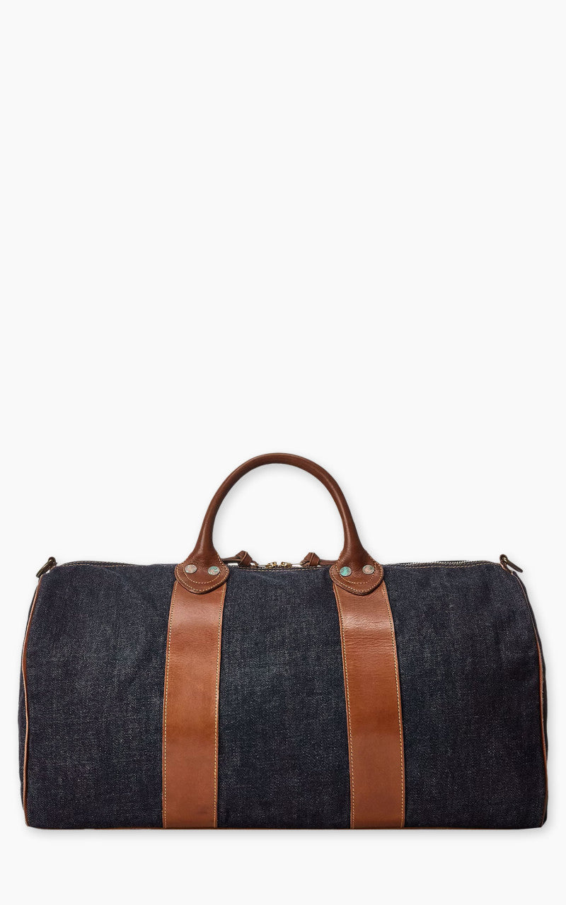 RRL Winston Leather-Trim Denim Duffel Bag Indigo