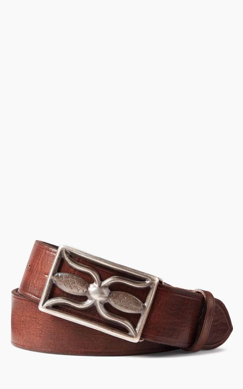RRL Hawkins Leather Belt Vintage Brown