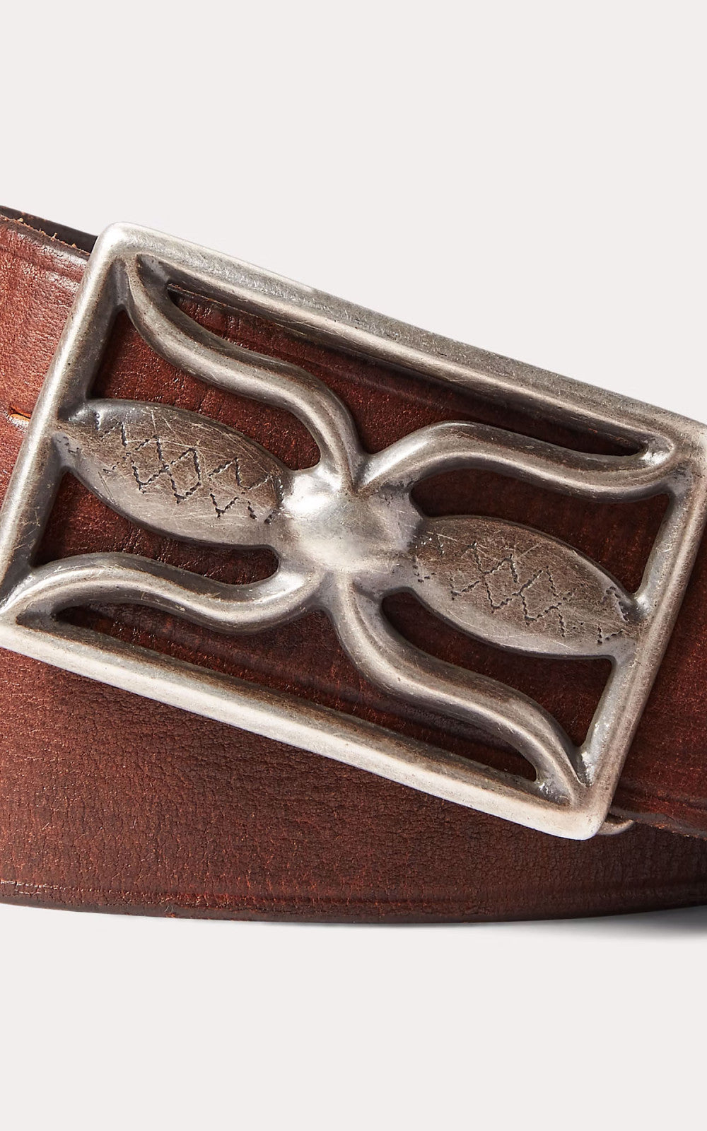 RRL Hawkins Leather Belt Vintage Brown