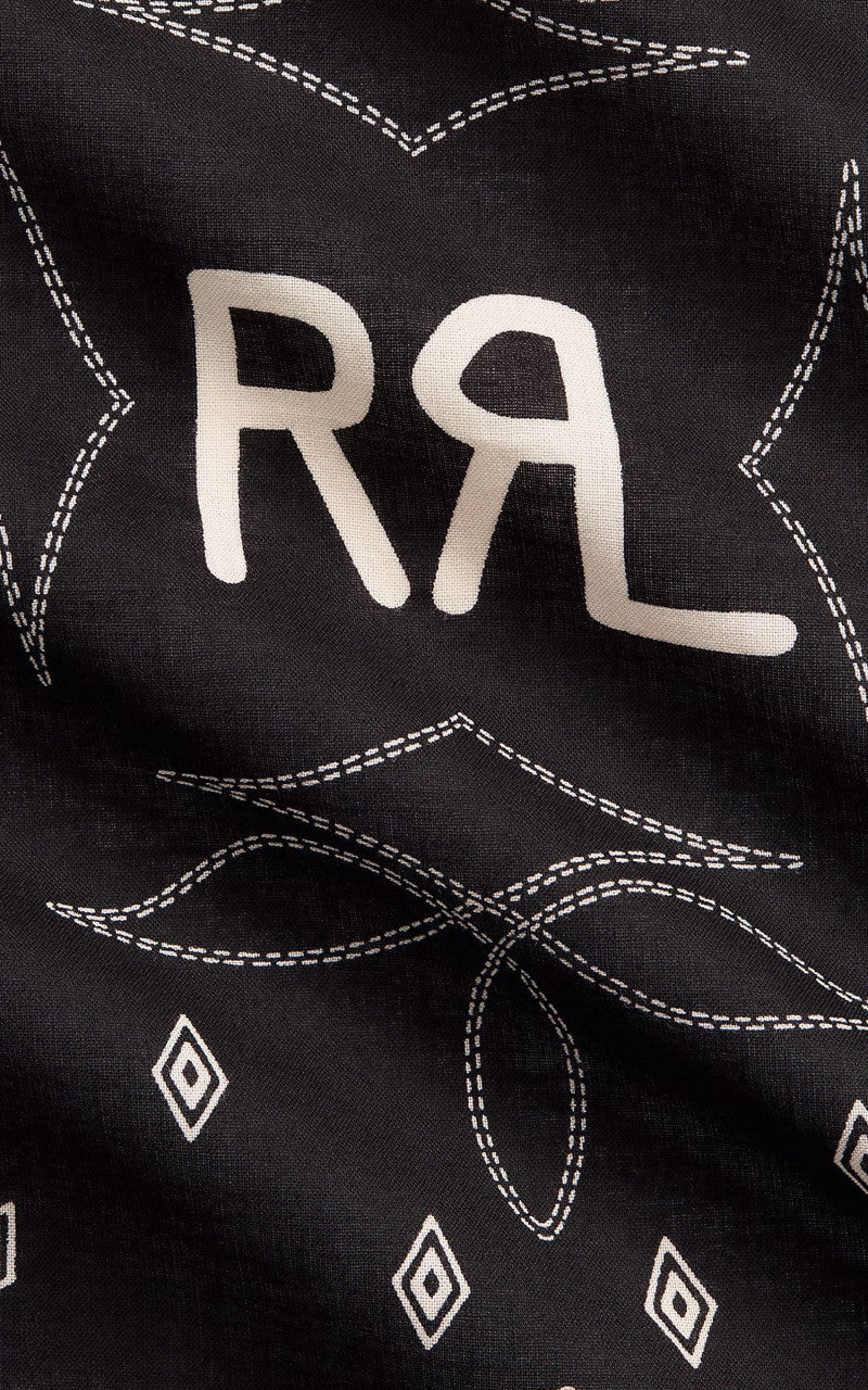 RRL Ranch Logo Cotton Bandana Black/Cream