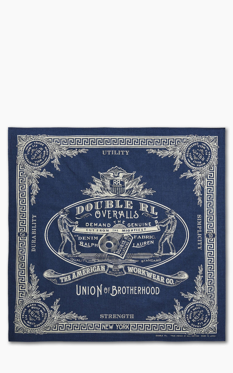 RRL Logo Cotton Bandana Indigo