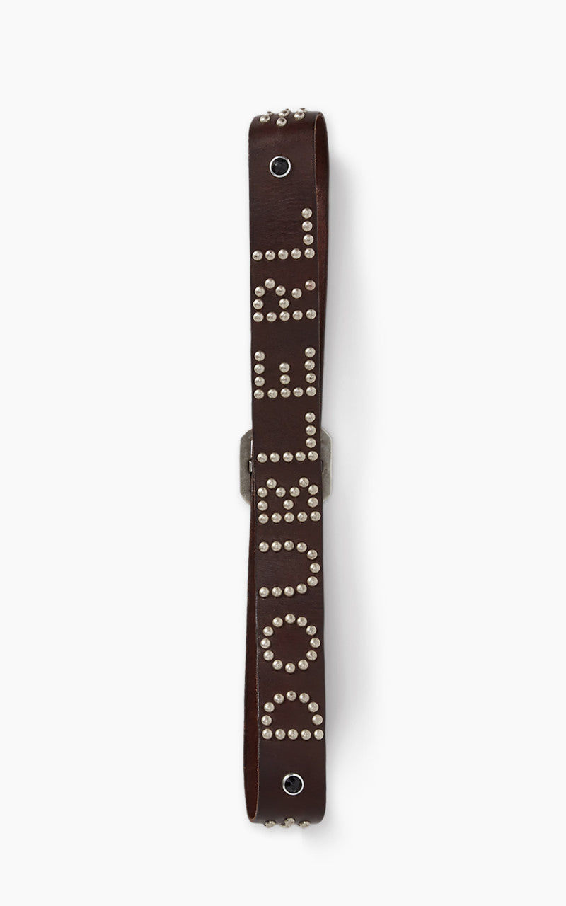 RRL Studded-Logo Leather Belt Dark Brown