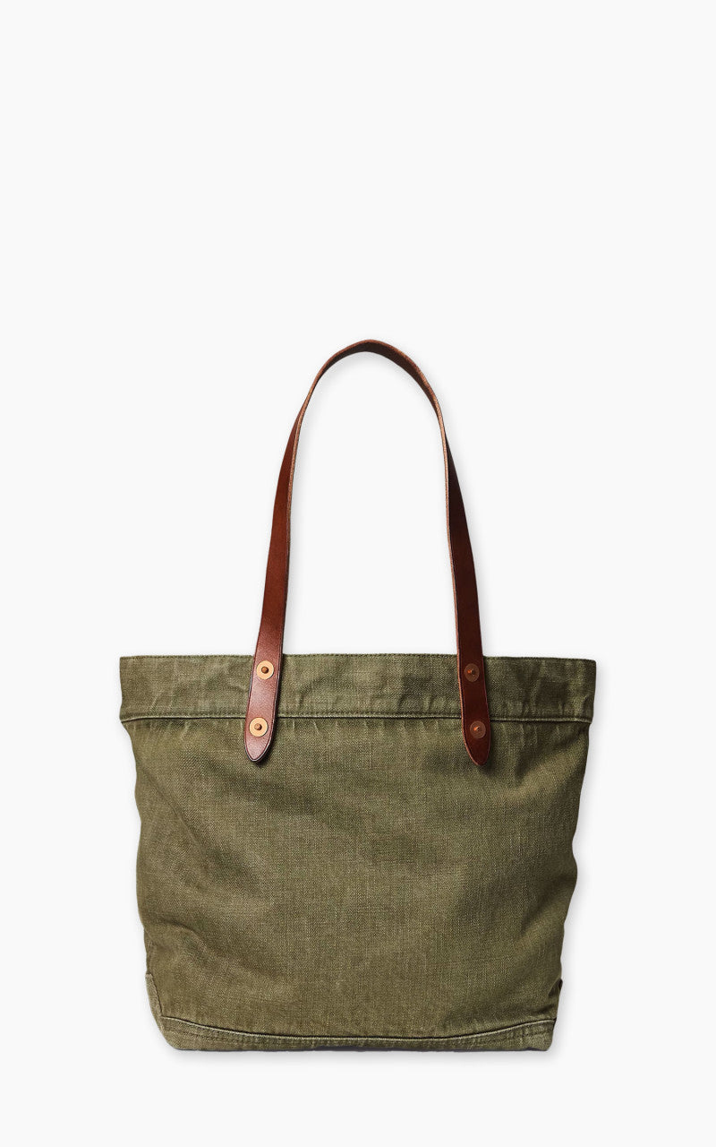 RRL Olsen Leather-Trim Twill Tote Olive
